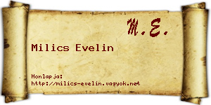 Milics Evelin névjegykártya