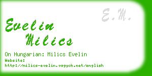 evelin milics business card